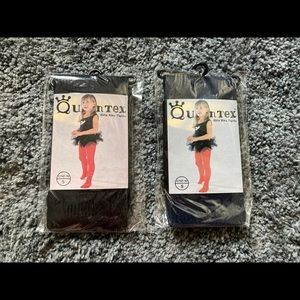 Girls Ribbed Tights, Size Small - Black, Navy